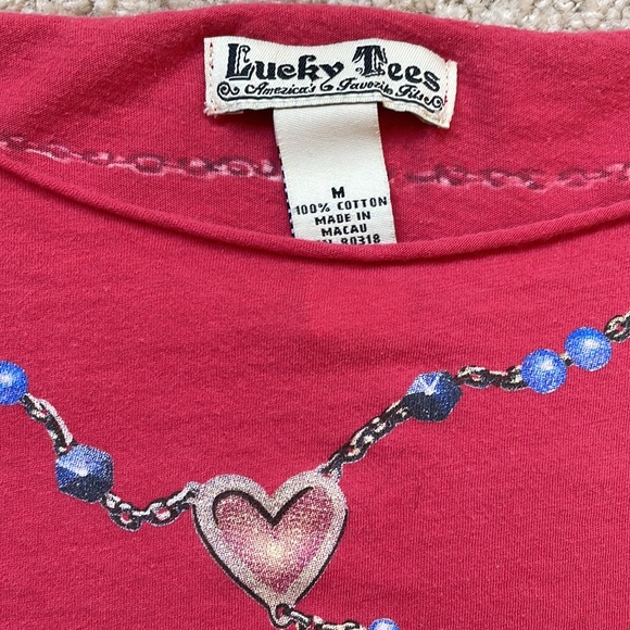 Lucky Tees with jeweled cross necklace print - Picture 3 of 6